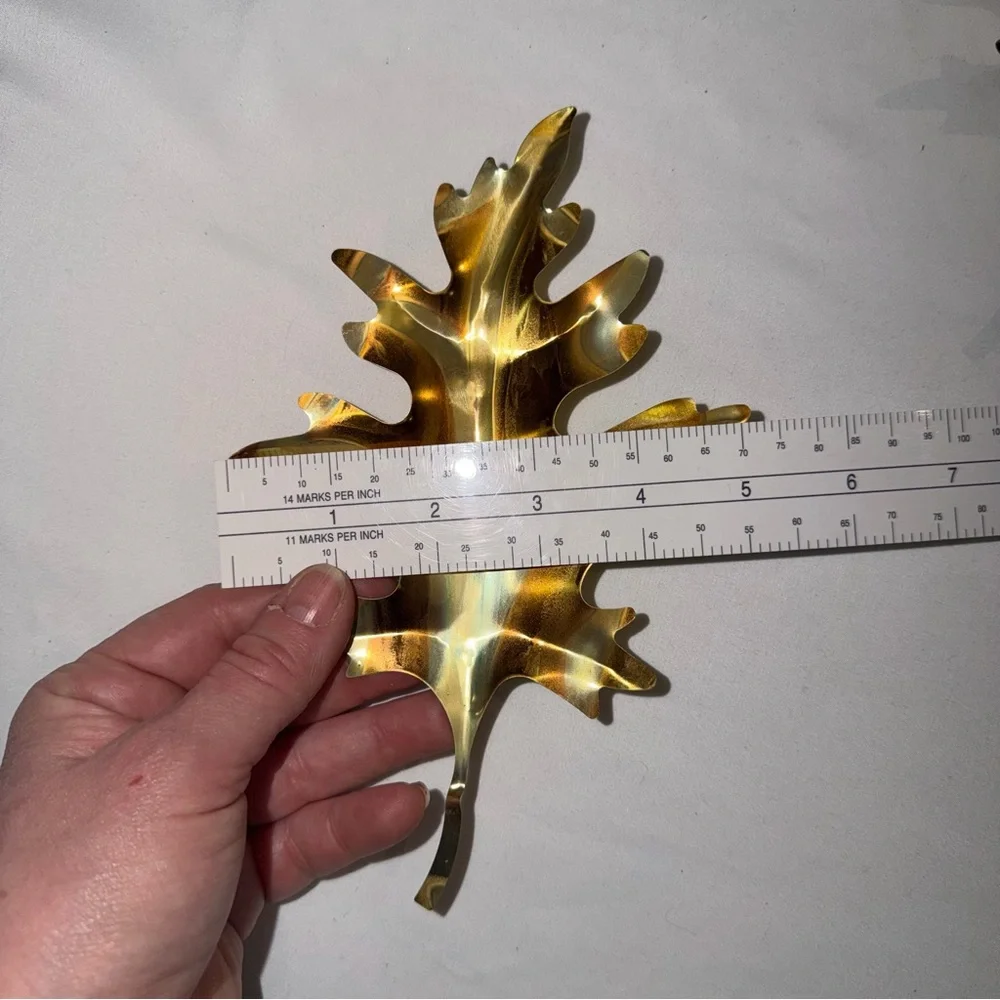 Vintage 1970s Brass Copper Oak Leaves Set of 3 Home Interior Wall Art Boho